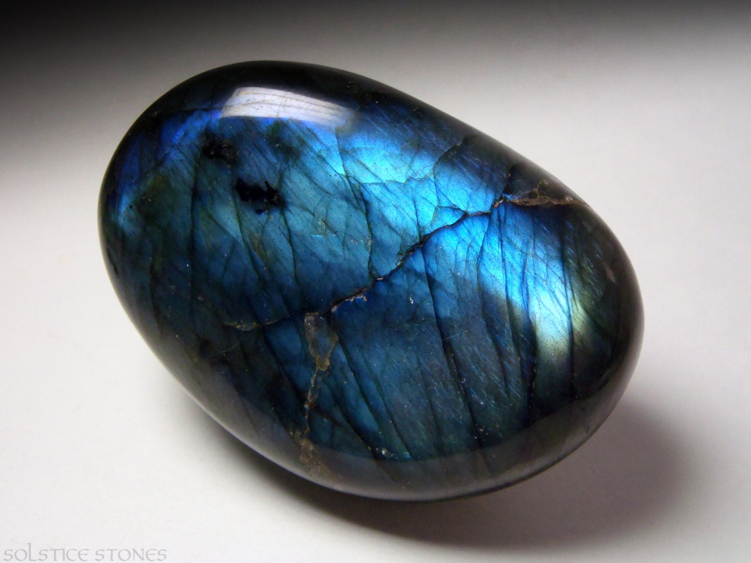 Beautiful Royal Blue Labradorite Palmstone. Large Polished Piece. Third Eye Chakra Stone. Crystal Healing / Mineral Specimen.