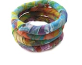 Tribal Bangle Bracelets in Batik Pastels Set of 4