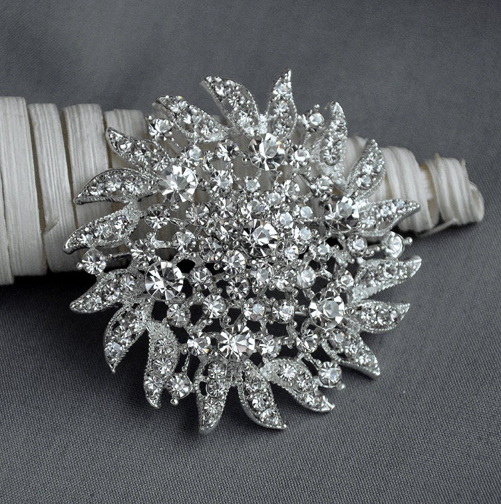 Rhinestone Brooch Component Crystal Flower Embellishment Wedding Brooch Bouquet Cake Hair Comb Shoe Clip Supply BR211