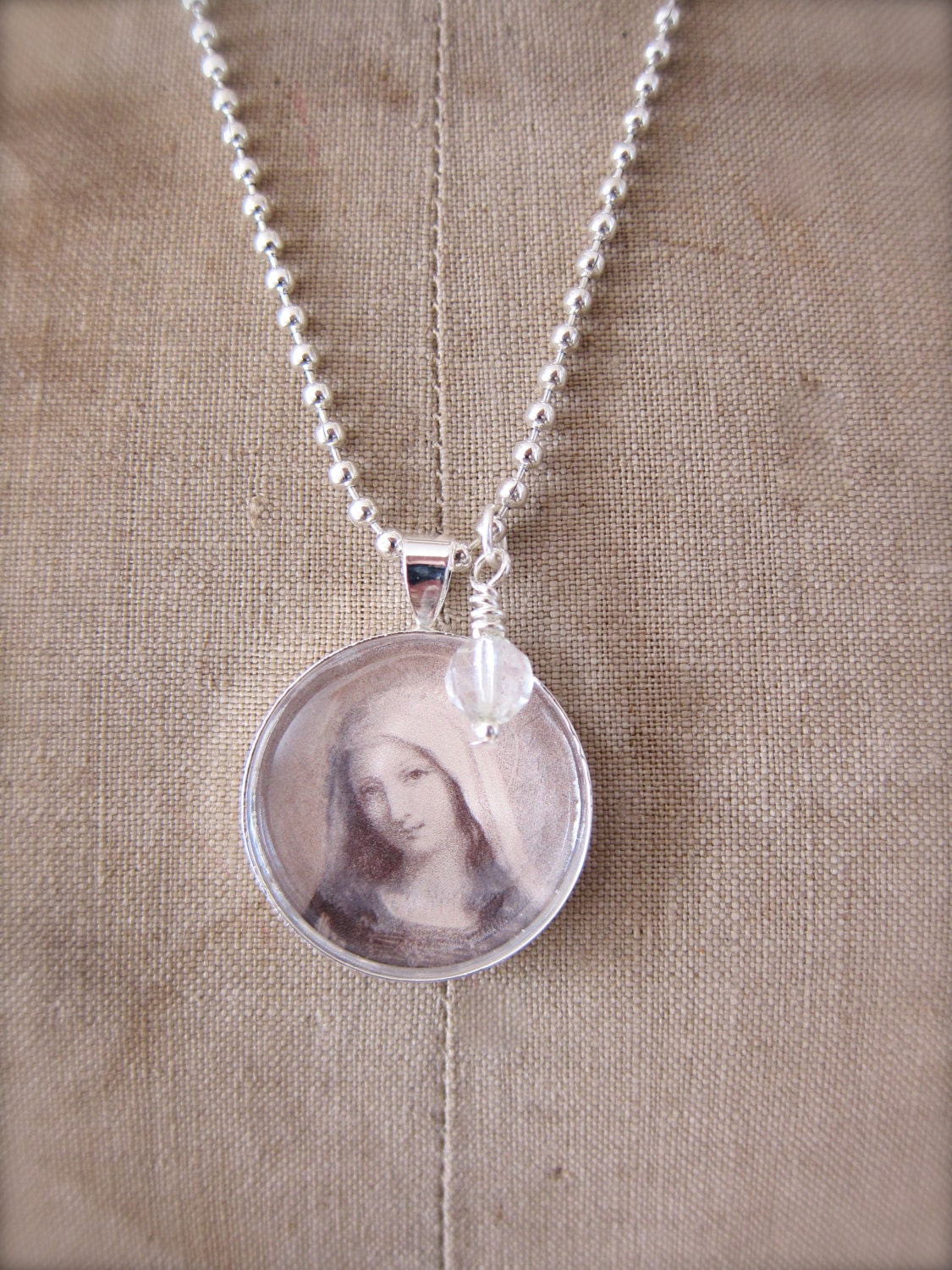 French Religious Resin Pendant - Necklace - Charm