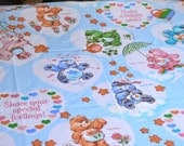 Vintage Bed Sheet - Care Bears Hearts - Twin Flat NOS