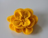 Handmade 3inch Felt Flower Hair Clip (Mustard Yellow)
