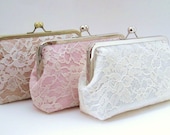 SALE-Chantilly Lace Clutch Set Of 3-Custom Colours-Wedding Clutch-Lace Clutch-Bridal Clutch-Bags And Purses