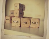 home decor vintage game wooden word cubes typography