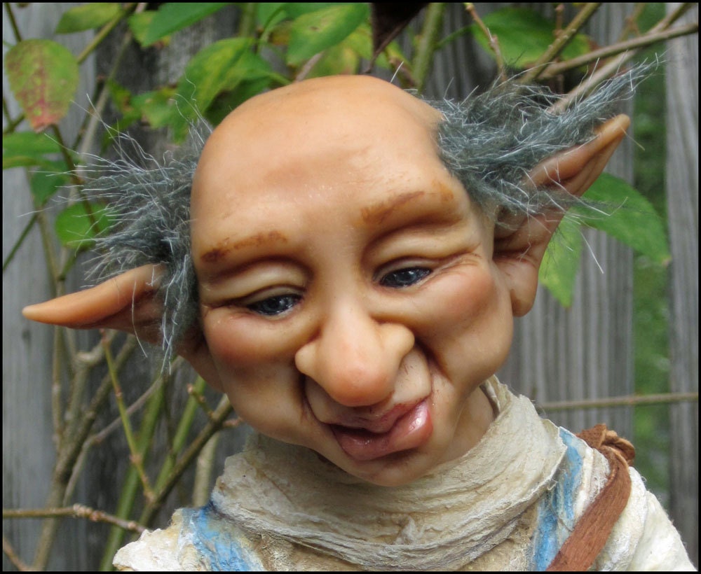 Stone Collector - OOAK Mixed Media Art Doll/Figurative Sculpture