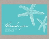 DIY Wedding Thank You Card in Modern Beach Starfish Design - Customized Printable Thank You Card