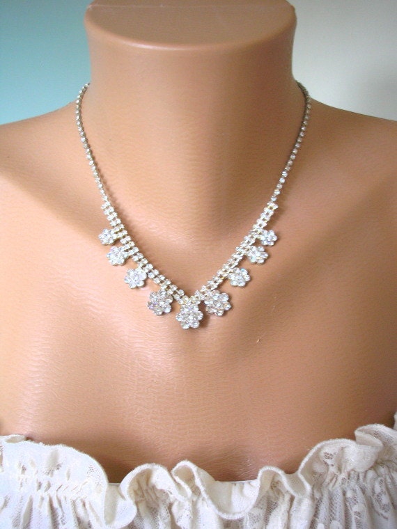 Rhinestone Jewelry Set, Rhinestone Bridal Set, Vintage Diamante Set, Demi Parure, Necklace and Earring Set, Bridal Jewelry, Wedding Jewelry