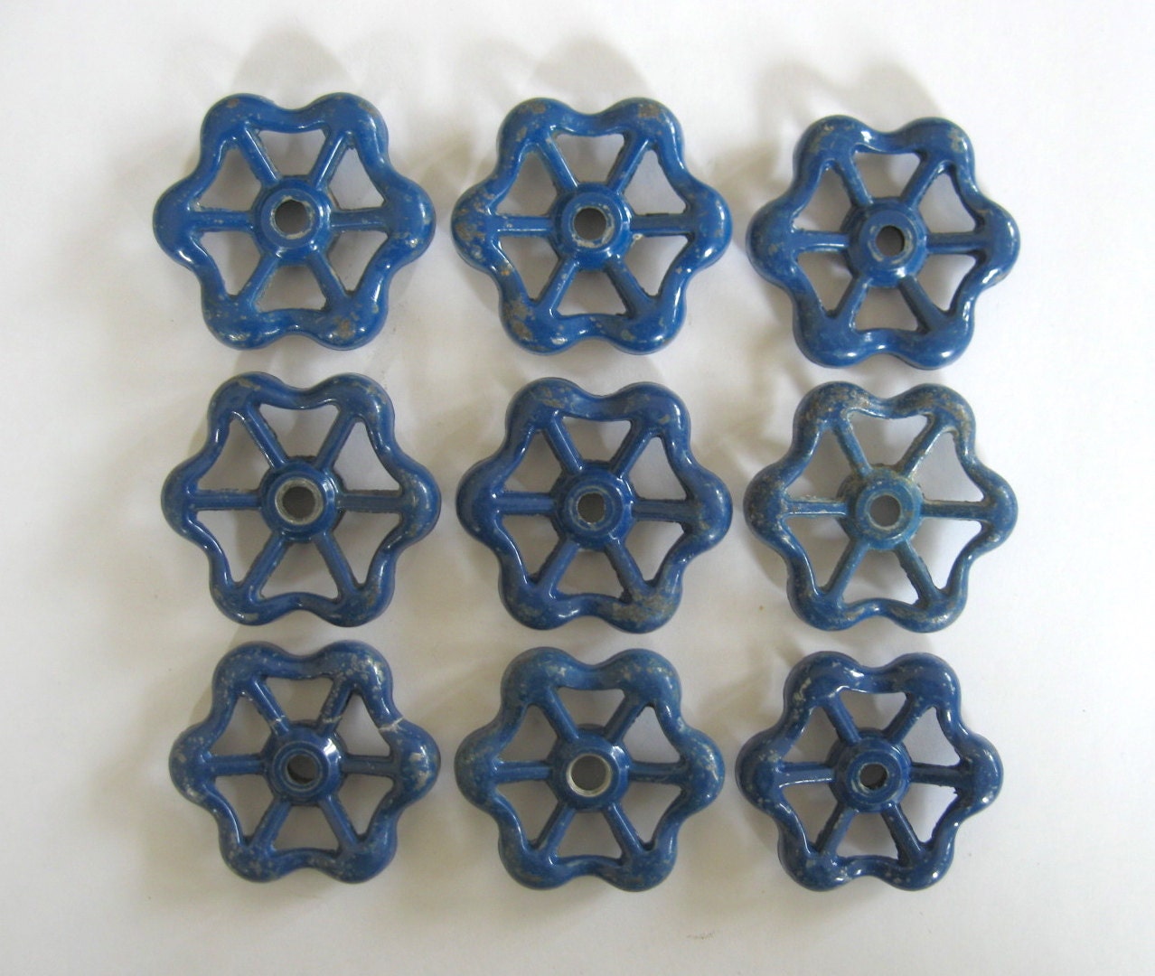 vintage faucet handles, 271A , faucet knobs, blue valve handles, garden faucet handles, spigot handles