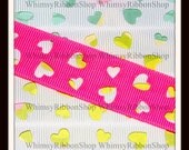 New 3 Yards 7/8 Valentines Love CUT OUT Hearts on White GROSGRAIN Ribbon Hair Bows Sewing scrap dog collars craft