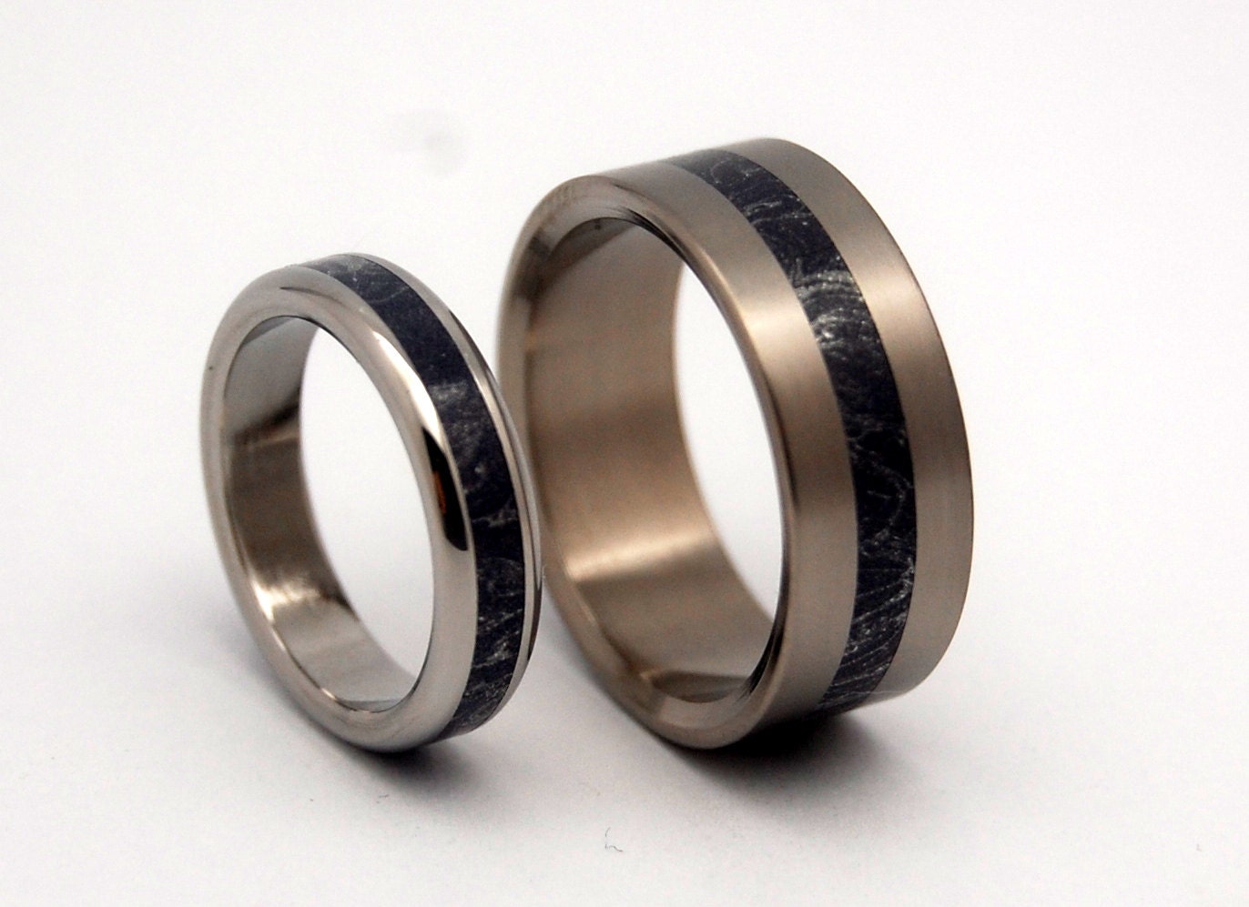 Wind and Water in Harmony - Titanium Mokume Wedding Set