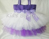 Chevron Ribbon Monogrammed Tutu Tote Bag - Purple Chevron Bag
