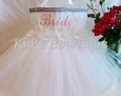 Monogrammed Floral Elegance Bridal Tutu Tote Bag - Bride or Flower Girl Wedding Bag