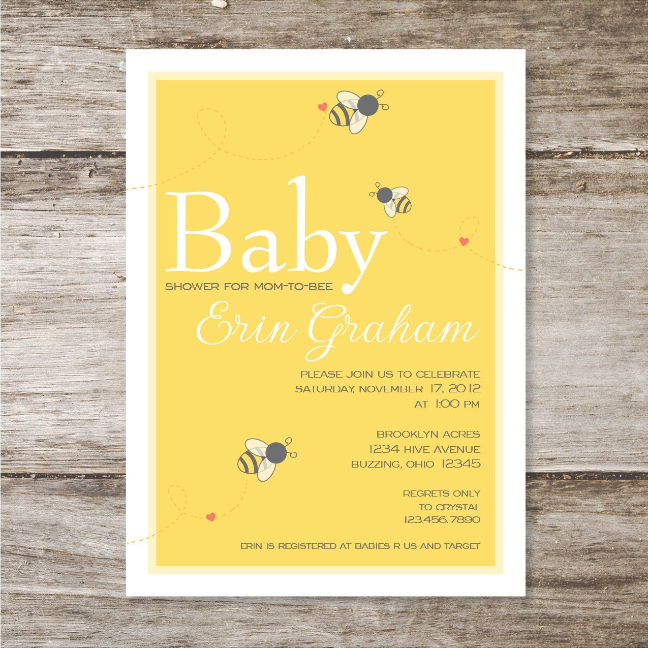 Mom to Bee baby shower invitations - Set of 25
