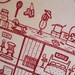 1109 Poplar, Interactive, house cross section embroidery pattern, dollhouse, needlework