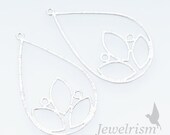 PD826-MR // Matte Original Rhodium Plated Teardrop Pendant, 28mm x 45mm, 2Pc