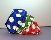 Polka Dot Cupcake Liners Blue Green Red