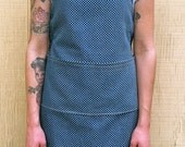 white polka dot blue denim handmade full apron