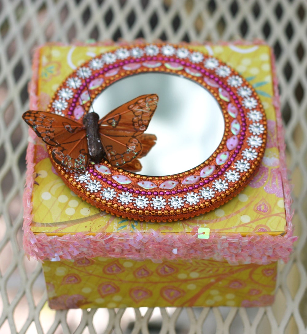 Decorated Paper Mache Box Sunny Garden Gift Box