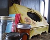 Distressed Mustard Colored  Bread Box Kitchen Decor Home and Living