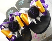 Cheer Flip Flops Cheerleader Cheerleading Bow Number or any team or any team Mom Girl Sports ribbon colors Hockey Stick Puck