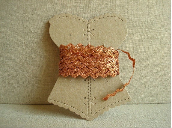 Vintage metallic copper rick rack, vintage trim, 1950s costume vintage