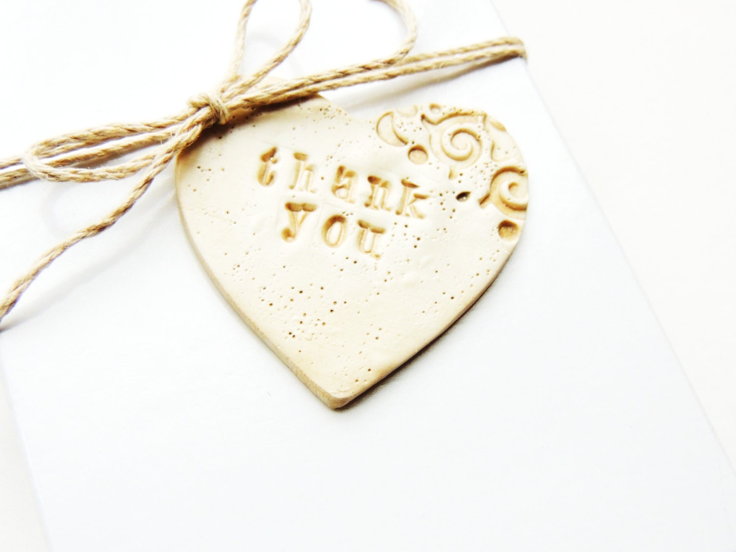 Thank You Wedding Favor Tags Favors Tag Personalized Gift Hang Tag Set of 20 Product Packaging Clay Heart Lace Vintage Shabby Chic Wedding