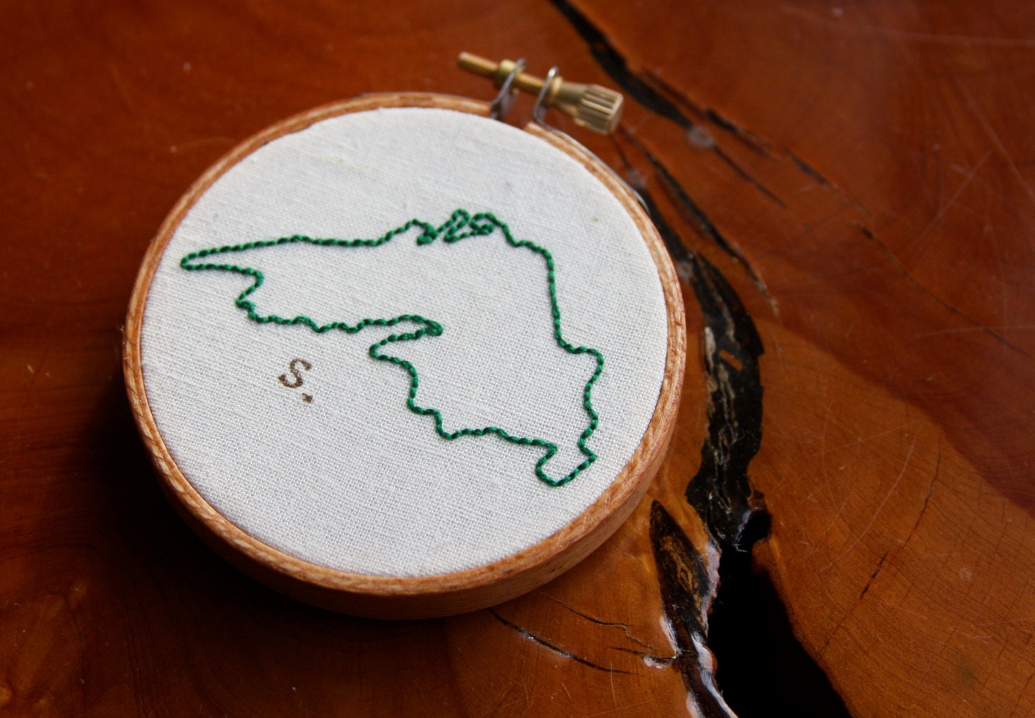 Hand Sewn 3" Lake Superior Embroidery