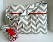 Monterey Chevron Diaper Bag Set - Medium - Grey Chevron and Red or Custom Design Your Own