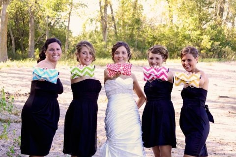 Set Of 5 - Chevron Candy  Shop Collection - Bridesmaid Clutches