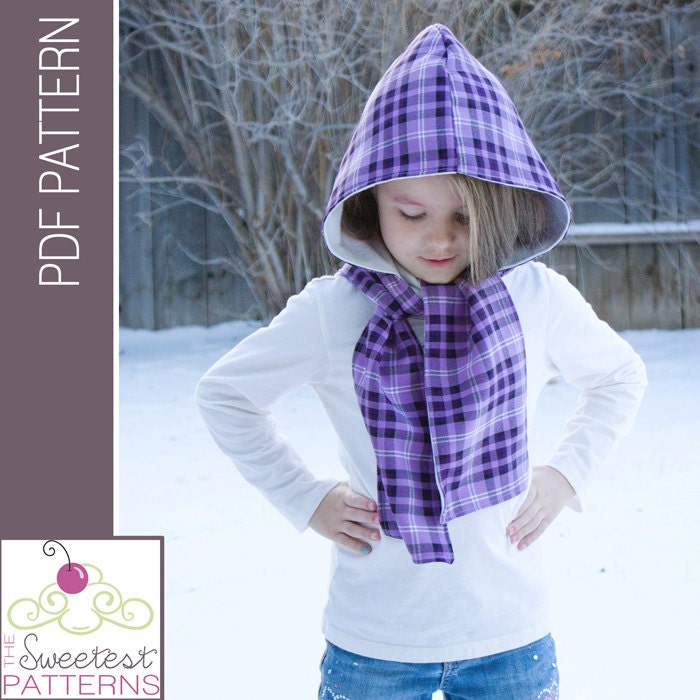 The Reversible Scoodie Hooded Scarf PDF Sewing Pattern with optional Ruffle from The Sweetest Patterns - Instant Download
