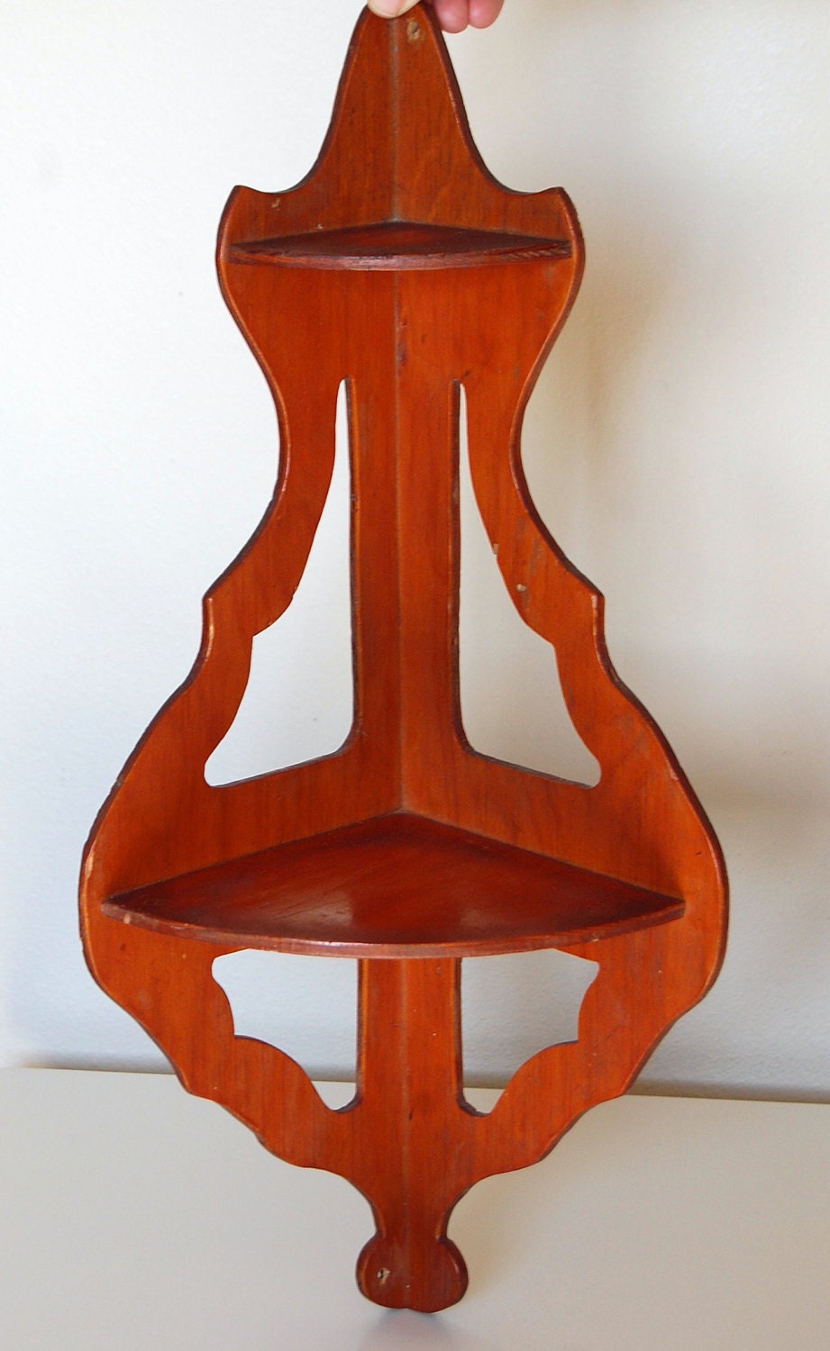 Vintage Wooden Corner Shelf Cottage Chic