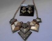 Gatsby Glamour Girl Necklace in old gold and bronze vintage style set