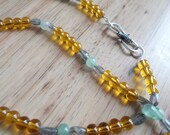 Soothing Labradorite, Green Quartz and Amber Necklace, Reiki Charged for Inflammation and Pain Relief, 24"