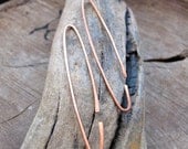 Modern Pin Hoop Earrings - Copper Thin Hoops - Elongated Earrings - Narrow Style Ear Wires