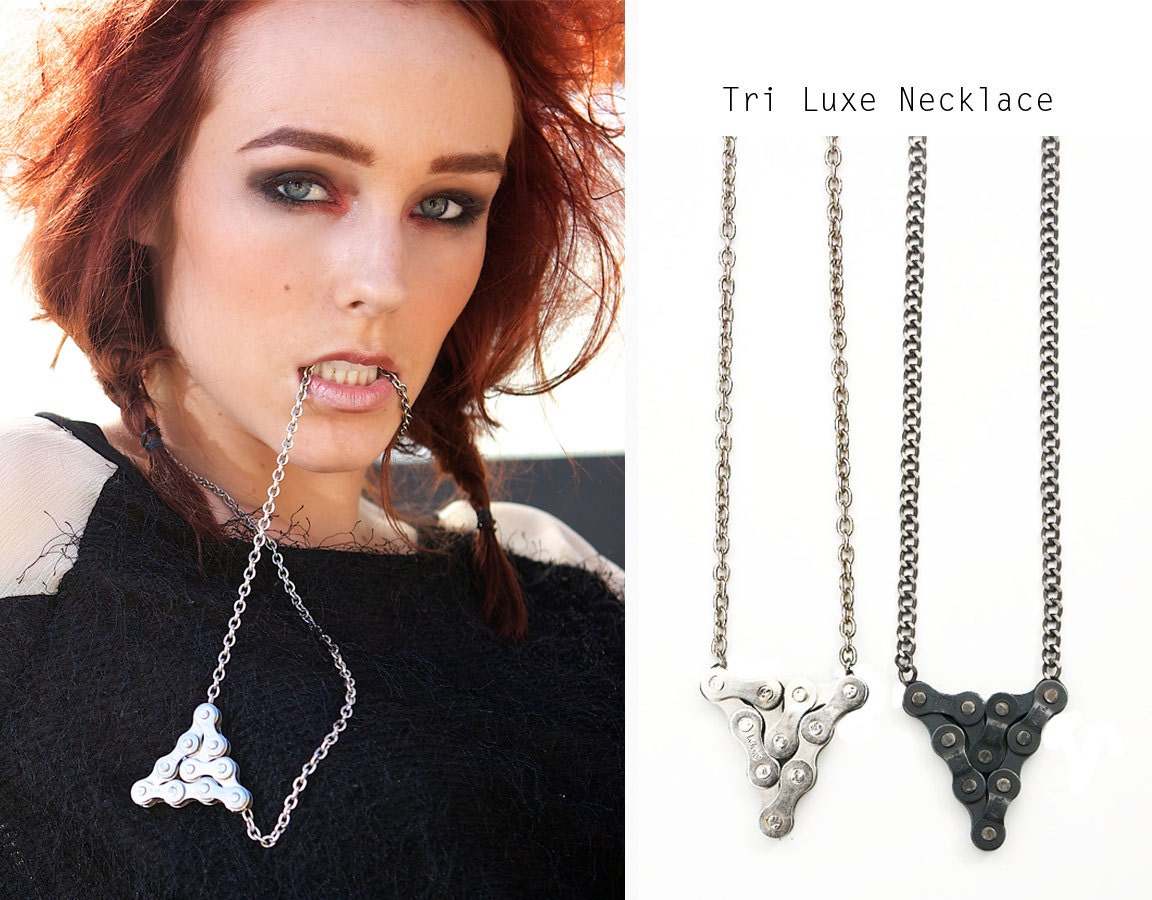 TRI-LUXE Bike Chain Triangle Necklace