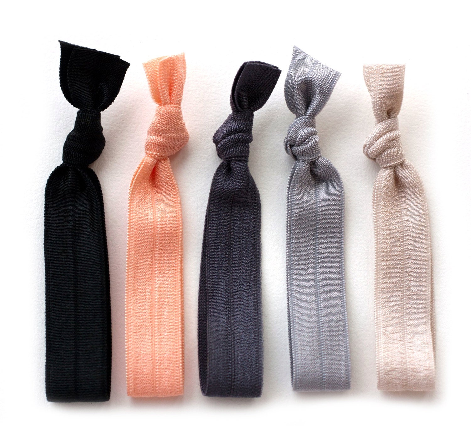The Silk Hair Tie Package - 5 Elastic Solid Color Hair Ties that Double as Bracelets by Mane Message on Etsy