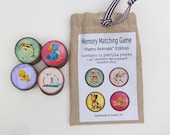 Memory Game Retro Animals Wood Matching Game Wooden Play Set Ready to Ship