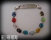 Medic Alert, Medic ID Bracelet, Sterling Silver, Multicolored, Millefiore