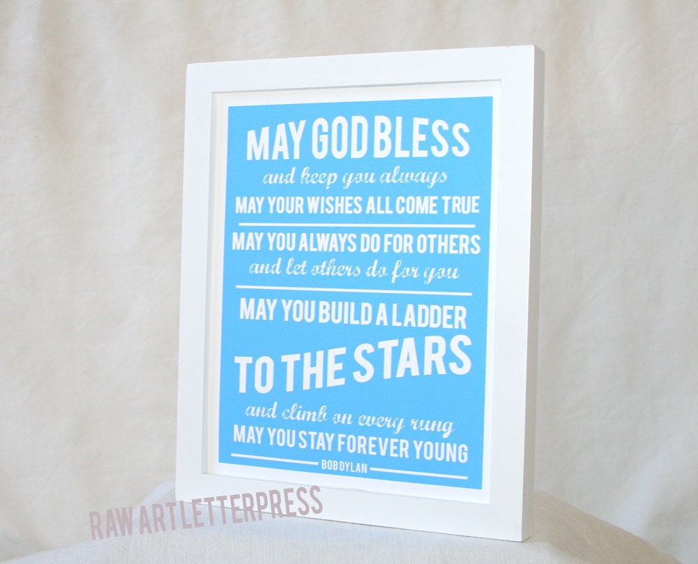Bob Dylan Forever Young  Baby Room Decor Song Lyrics Inspirational Posters
