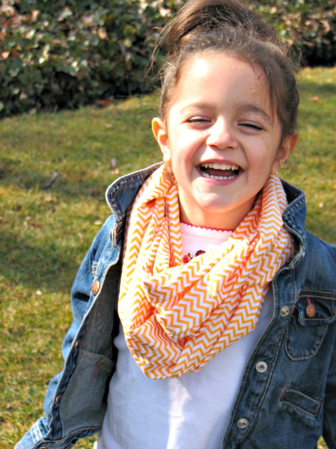 Child Teen Infinity Scarf - Orange Chevron