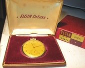 Elgin 10K Gold Filled DeLuxe Pocket Watch in Box