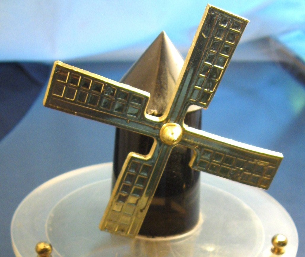Vintage Windmill Music Box - Spins & Plays Feelings
