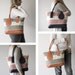 Stripe shoulder bag , purse in cotton canvas and orange leather - Kallisto bag