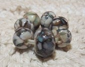 Handmade Lampwork Bead Set (7) SNOW LEOPARD  New Color for 2013