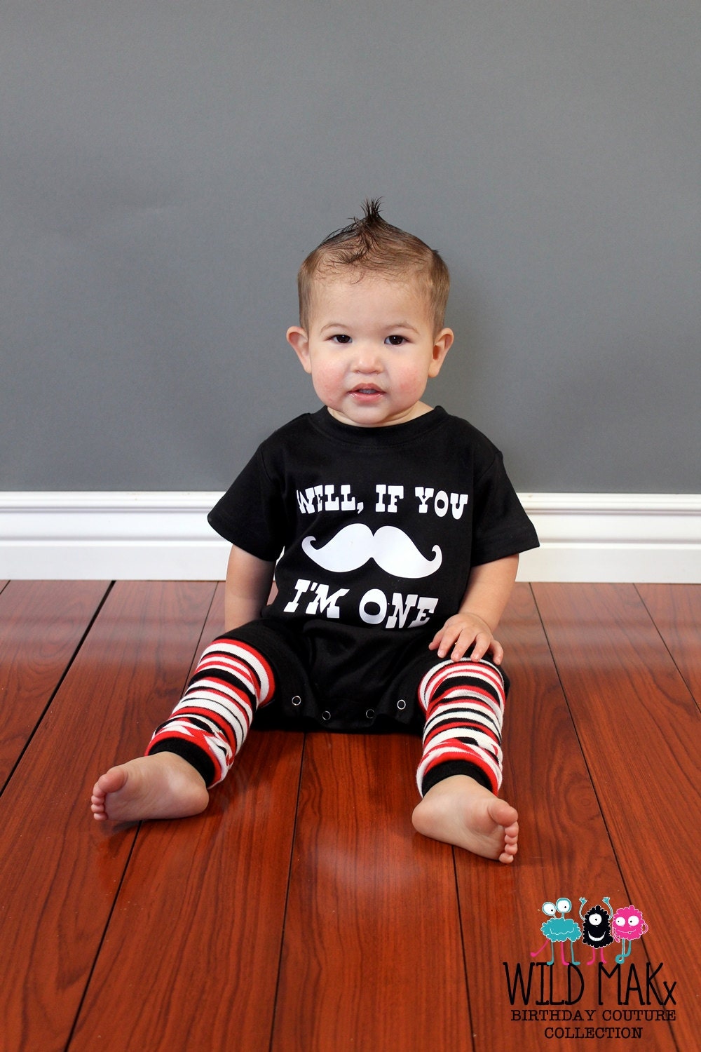 If You Mustache Birthday Romper - Black and White - Perfect First Birthday Romper for boys and girls