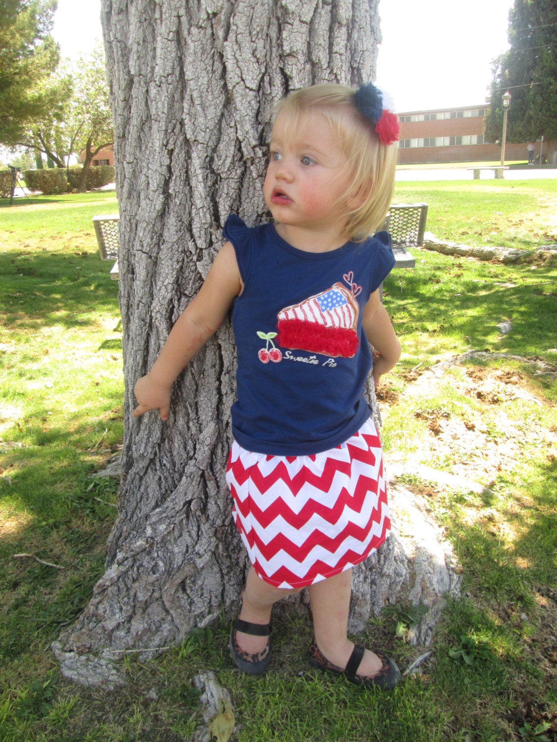 Patriotic Little Girl Chevron Skirt