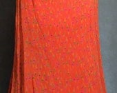 Beautiful Long Straight Maxi Skirt Size 10 Orange with Flowers Lined