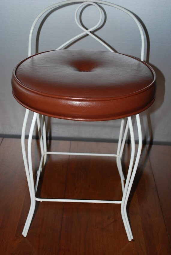 vintage metal vanity chair curved back 1960's by RetroVintagious