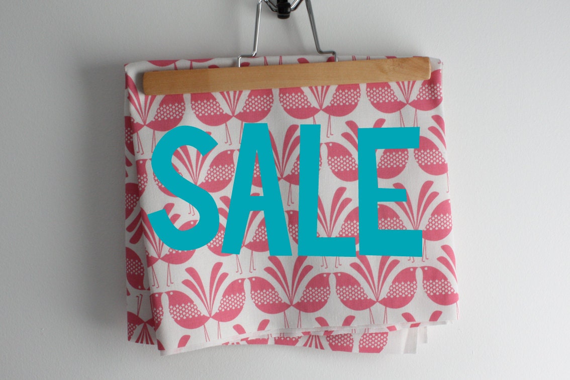SALE - Belbird Design - Hand Screen Printed Fabric in Pink