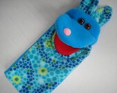 Rabbit Bunny hand puppet turquoise blue spots flowers